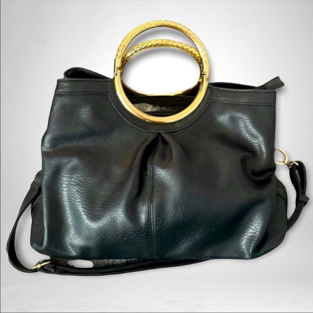 Black Purse with Gold Hardware and
Removable Crossbody Strap Satchel Style